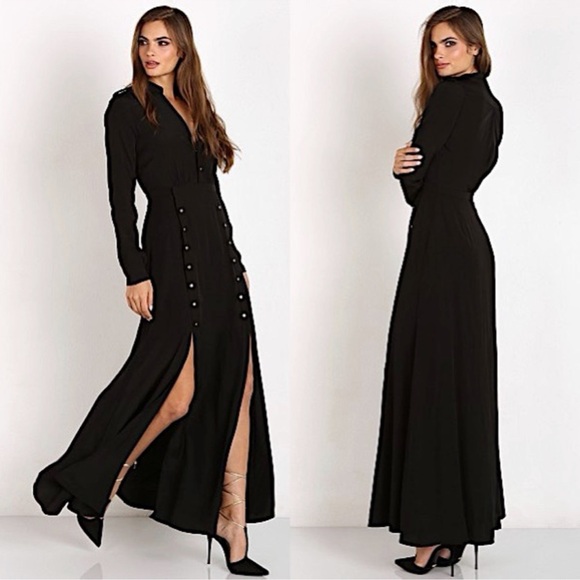 The Jetset Diaries Dresses & Skirts - The Jetset Diaries Black Sahara Front Slit Maxi Dress